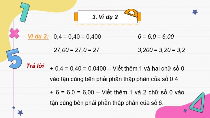 Giáo án điện tử Toán 5 chân trời Bài 20: Số thập phân bằng nhau