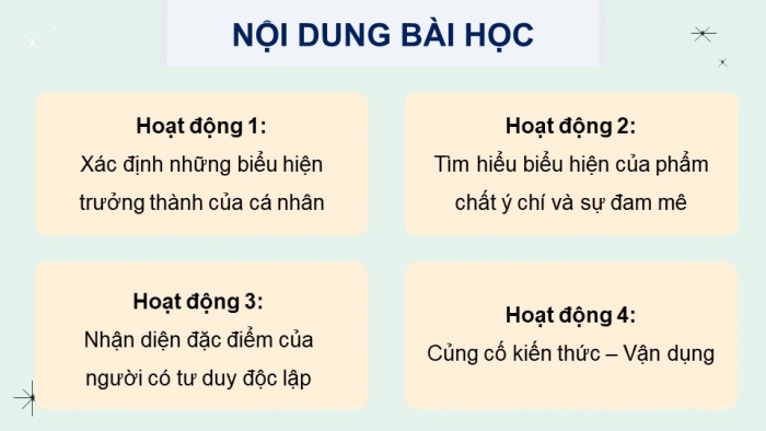 Giáo án điện tử hoạt động trải nghiệm 12 kết nối tri thức chủ đề 2 tuần 1