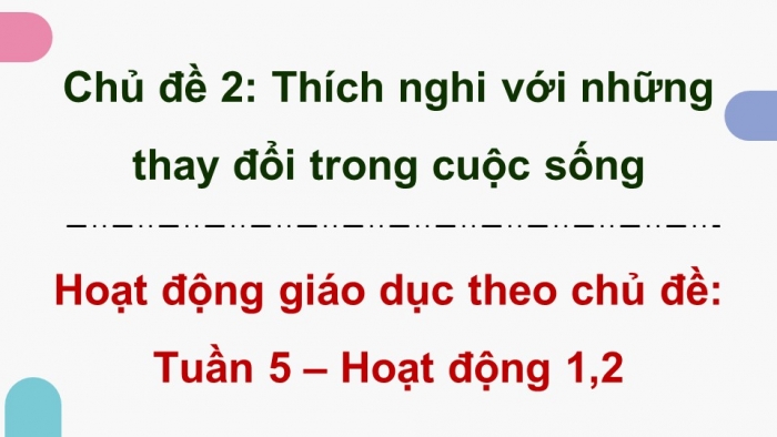 Giáo án điện tử Hoạt động trải nghiệm 9 chân trời bản 2 Chủ đề 2 Tuần 5