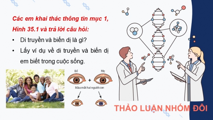 Giáo án điện tử KHTN 9 chân trời - Phân môn Sinh học Bài 35: Khái quát về di truyền học