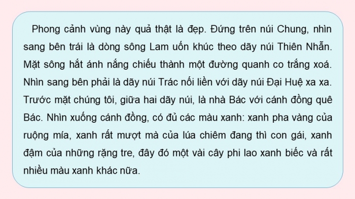 Giáo án điện tử Tiếng Việt 5 chân trời Bài 1: Bài văn tả phong cảnh