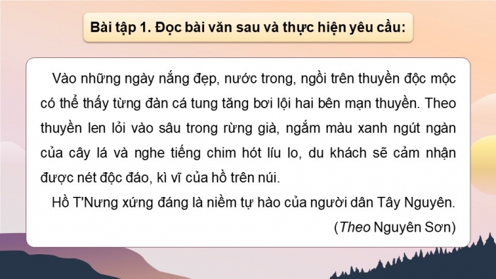 Giáo án điện tử Tiếng Việt 5 chân trời Bài 8: Luyện tập quan sát, tìm ý cho bài văn tả phong cảnh