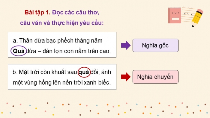 Giáo án điện tử Tiếng Việt 5 chân trời Bài 3: Luyện tập về từ đa nghĩa