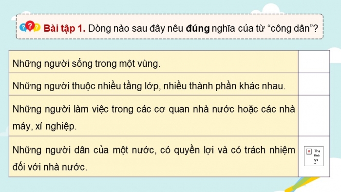 Giáo án điện tử Tiếng Việt 5 chân trời Bài 8: Mở rộng vốn từ Công dân