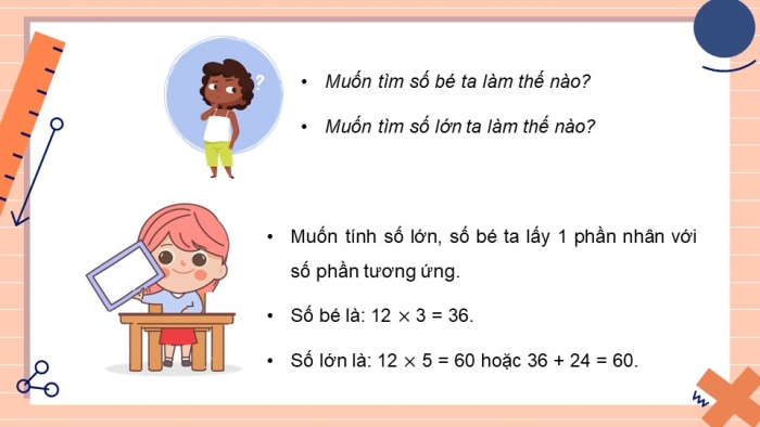 Giáo án điện tử Toán 5 cánh diều Bài 8: Tìm hai số khi biết hiệu và tỉ số của hai số đó