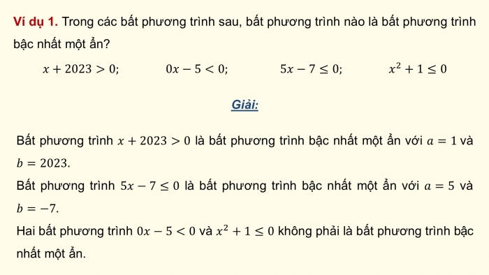 Giáo án điện tử Toán 9 chân trời Bài 2: Bất phương trình bậc nhất một ẩn