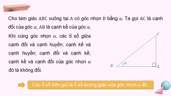 Giáo án điện tử Toán 9 chân trời Bài 1: Tỉ số lượng giác của góc nhọn