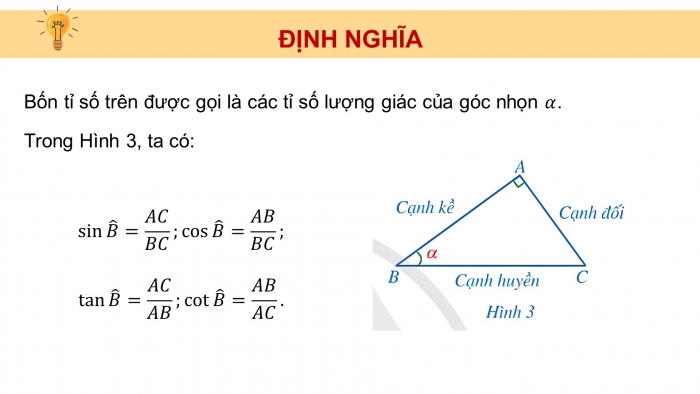 Giáo án điện tử Toán 9 cánh diều Bài 1: Tỉ số lượng giác của góc nhọn