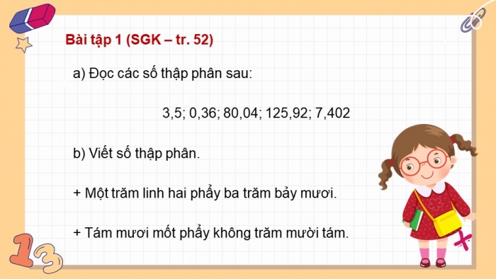 Giáo án điện tử Toán 5 chân trời Bài 19: Hàng của số thập phân. Đọc, viết số thập phân