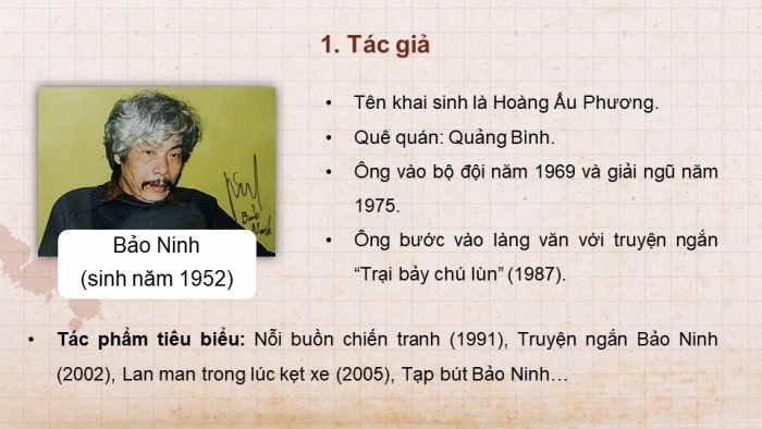 Giáo án điện tử Ngữ văn 12 kết nối Bài 1: Nỗi buồn chiến tranh (Trích – Bảo Ninh)