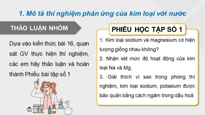 Giáo án điện tử KHTN 9 chân trời - Phân môn Hoá học Bài 17: Dãy hoạt động hóa học của kim loại. Một số phương pháp tách kim loại