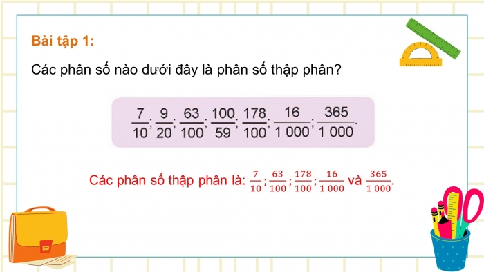 Giáo án điện tử Toán 5 kết nối Bài 4: Phân số thập phân