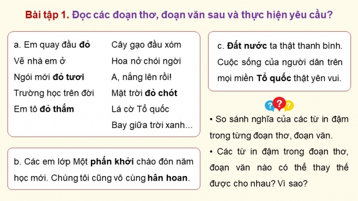 Giáo án điện tử Tiếng Việt 5 chân trời Bài 1: Từ đồng nghĩa