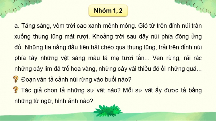 Giáo án điện tử Tiếng Việt 5 chân trời Bài 5: Viết đoạn văn cho bài văn tả phong cảnh