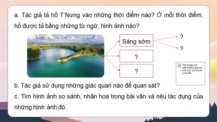 Giáo án điện tử Tiếng Việt 5 chân trời Bài 8: Luyện tập quan sát, tìm ý cho bài văn tả phong cảnh