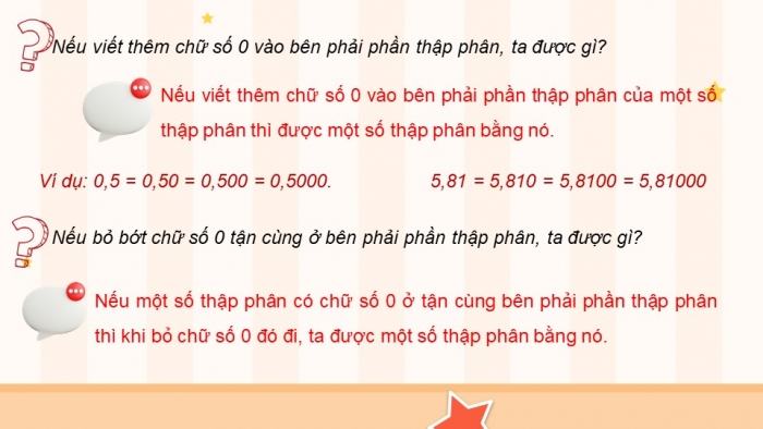 Giáo án điện tử Toán 5 cánh diều Bài 17: Số thập phân bằng nhau