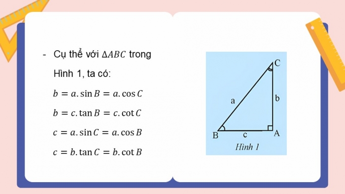 Giáo án điện tử Toán 9 chân trời Bài 2: Hệ thức giữa cạnh và góc của tam giác vuông