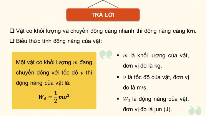 Giáo án điện tử KHTN 9 chân trời - Phân môn Vật lí Bài 2: Cơ năng