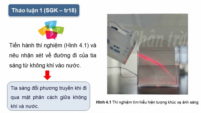 Giáo án điện tử KHTN 9 chân trời - Phân môn Vật lí Bài 4: Khúc xạ ánh sáng