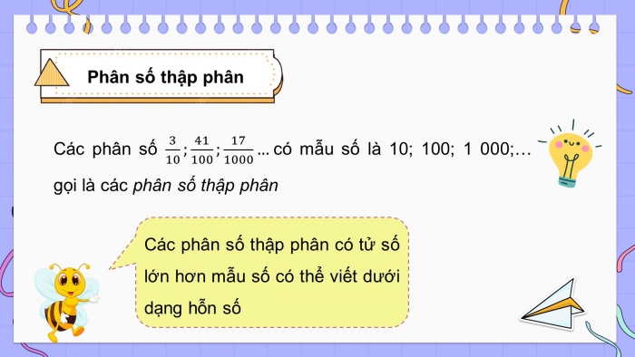 Giáo án điện tử Toán 5 chân trời Bài 4: Phân số thập phân