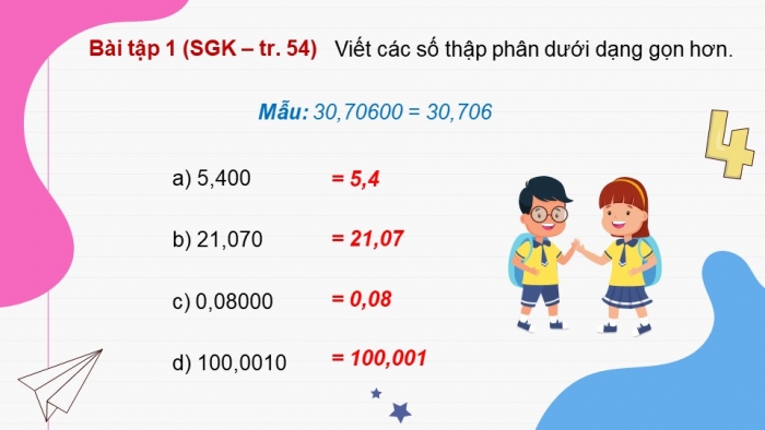 Giáo án điện tử Toán 5 chân trời Bài 20: Số thập phân bằng nhau