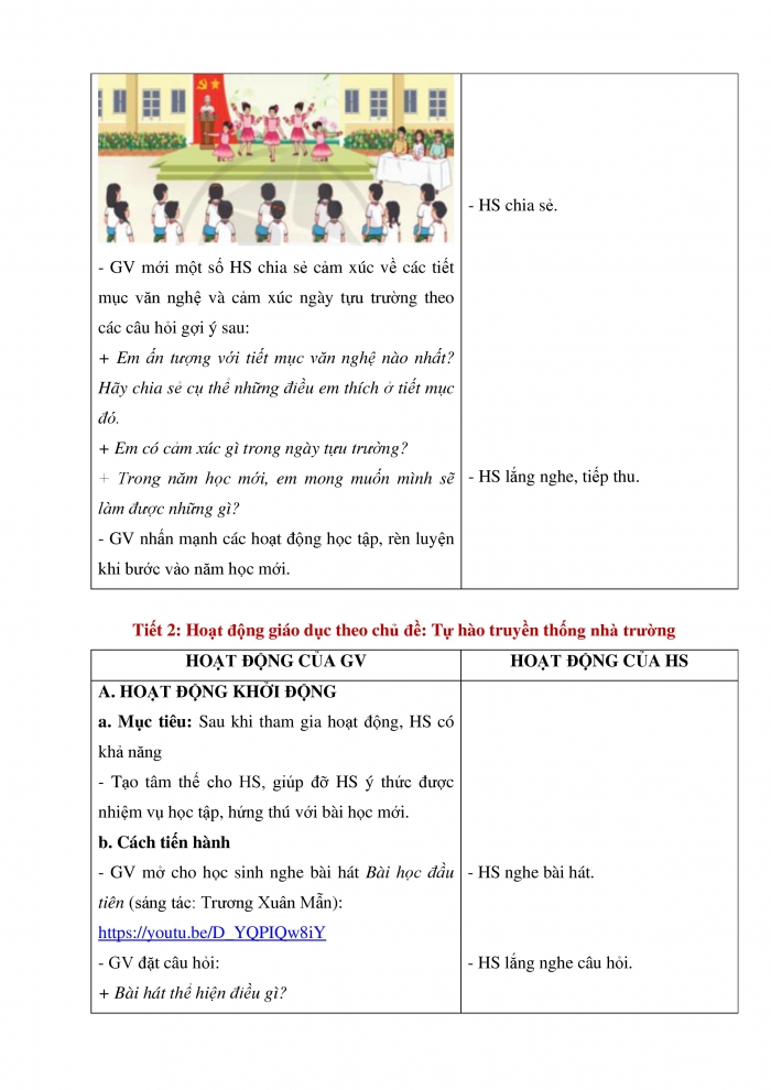 Giáo án và PPT Hoạt động trải nghiệm 5 cánh diều Chủ đề 1: Tự hào truyền thống trường em