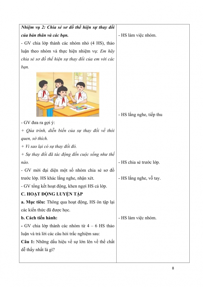 Giáo án và PPT Hoạt động trải nghiệm 5 chân trời bản 2 Chủ đề 1: Khám phá sự thay đổi của bản thân