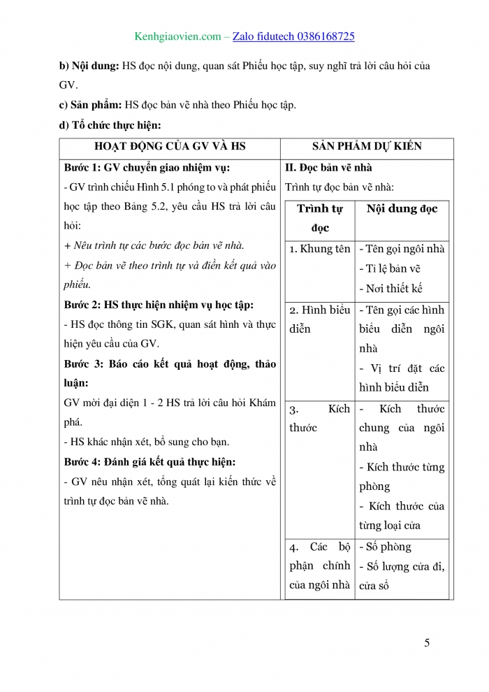 Giáo án và PPT Công nghệ 8 cánh diều Bài 5: Bản vẽ nhà