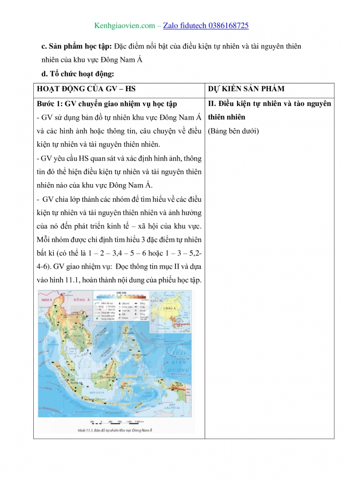 Giáo án và PPT Địa lí 11 kết nối Bài 11: Vị trí địa lí, điều kiện tự nhiên, dân cư và xã hội khu vực Đông Nam Á