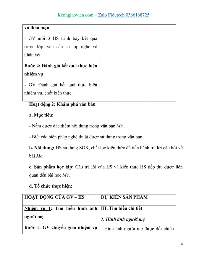 Giáo án và PPT Ngữ văn 7 cánh diều Bài 2: Mẹ (Đỗ Trung Lai)