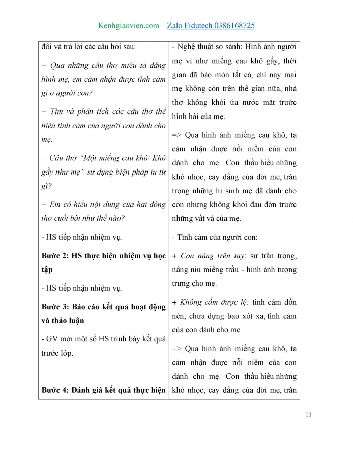 Giáo án và PPT Ngữ văn 7 cánh diều Bài 2: Mẹ (Đỗ Trung Lai)