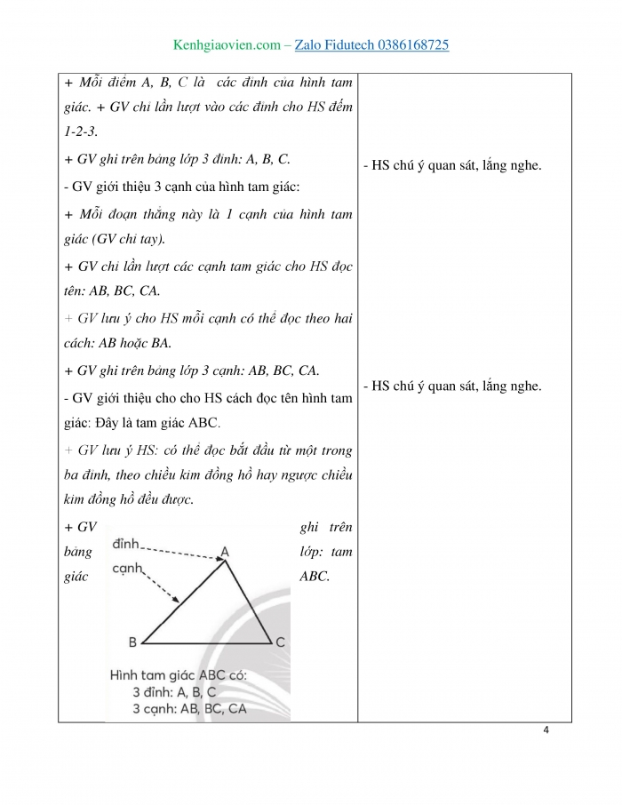 Giáo án và PPT Toán 3 chân trời bài Hình tam giác. Hình tứ giác
