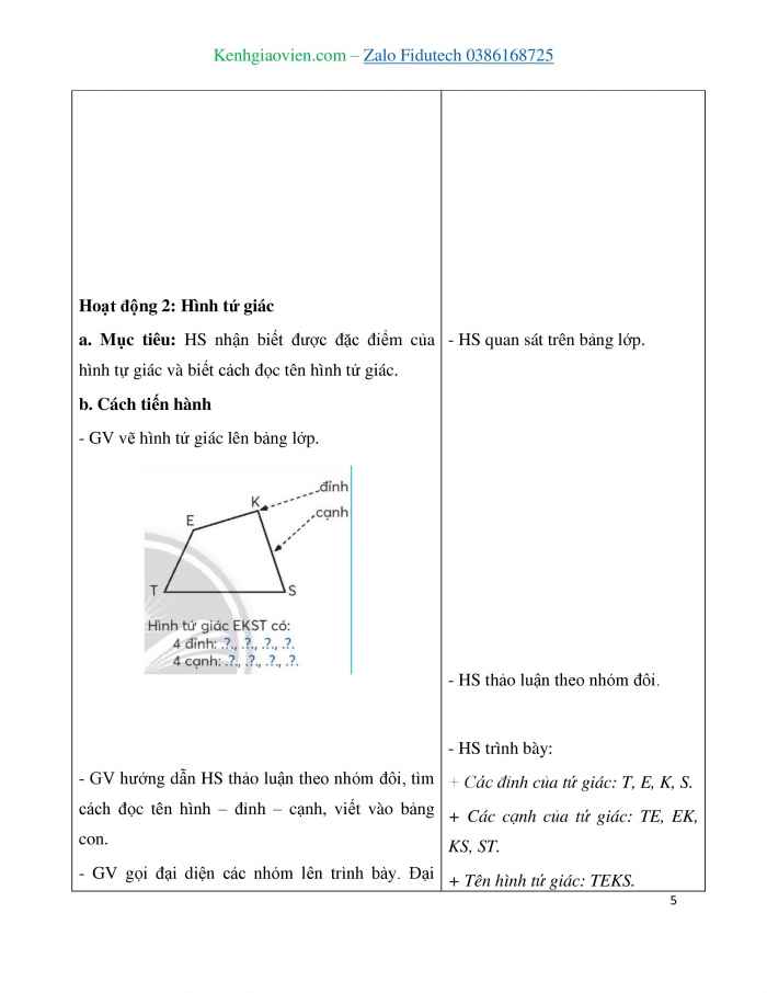 Giáo án và PPT Toán 3 chân trời bài Hình tam giác. Hình tứ giác