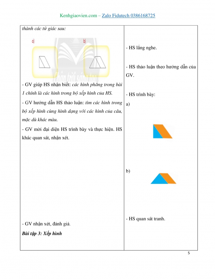 Giáo án và PPT Toán 3 chân trời bài Xếp hình