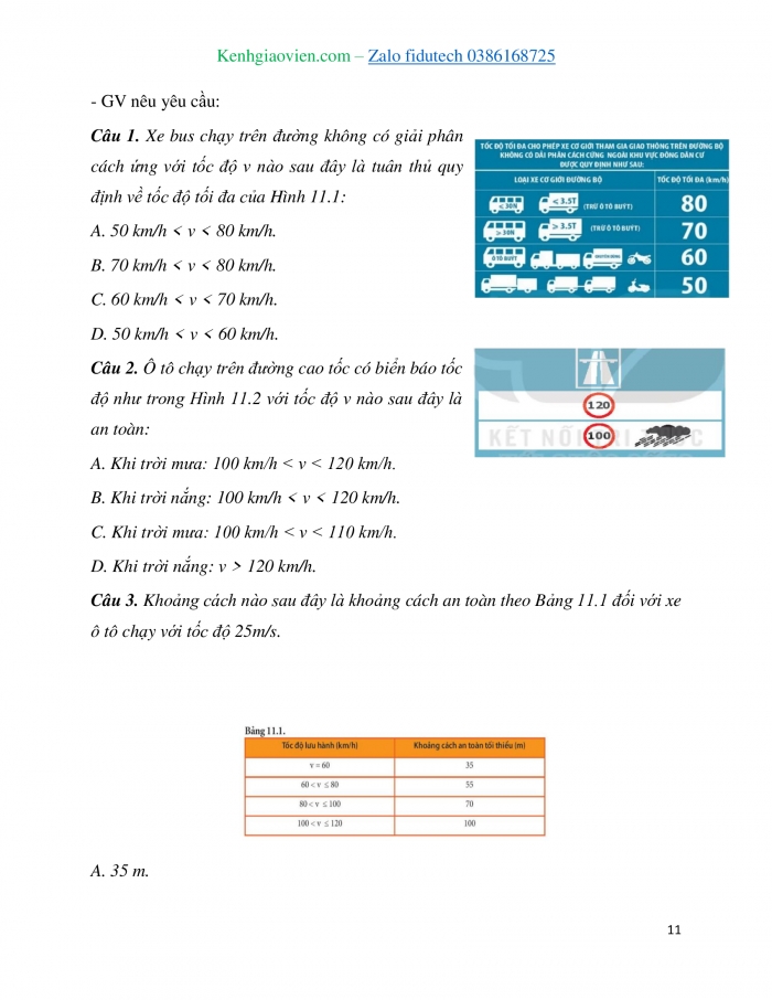 Giáo án và PPT KHTN 7 kết nối Bài 11: Thảo luận về ảnh hưởng của tốc độ trong an toàn giao thông