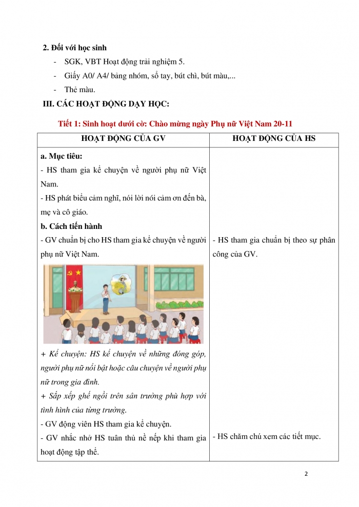 Giáo án và PPT Hoạt động trải nghiệm 5 chân trời bản 2 Chủ đề 2: Thể hiện trách nhiệm với gia đình - Tuần 7