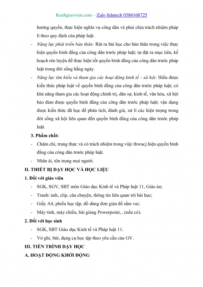 Giáo án và PPT Kinh tế pháp luật 11 chân trời Bài 10: Quyền bình đẳng của công dân trước pháp luật