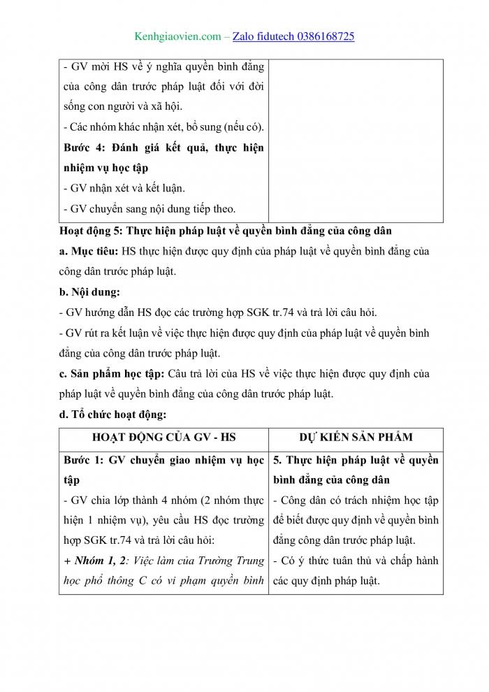 Giáo án và PPT Kinh tế pháp luật 11 chân trời Bài 10: Quyền bình đẳng của công dân trước pháp luật