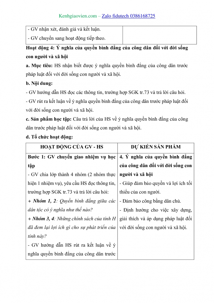 Giáo án và PPT Kinh tế pháp luật 11 chân trời Bài 10: Quyền bình đẳng của công dân trước pháp luật