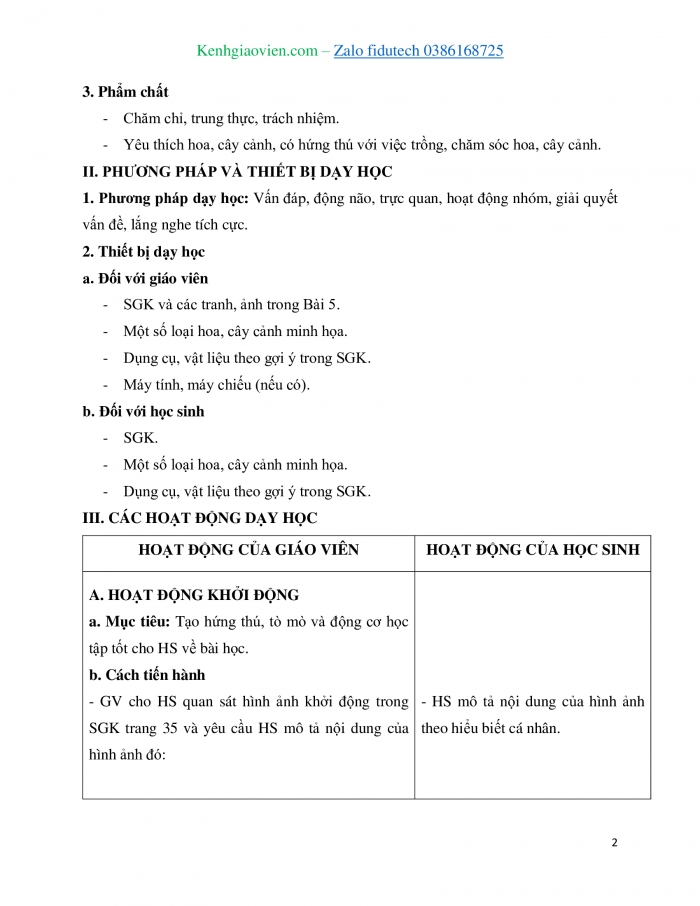 Giáo án và PPT Công nghệ 4 chân trời Bài 5: Chăm sóc hoa, cây cảnh trong chậu