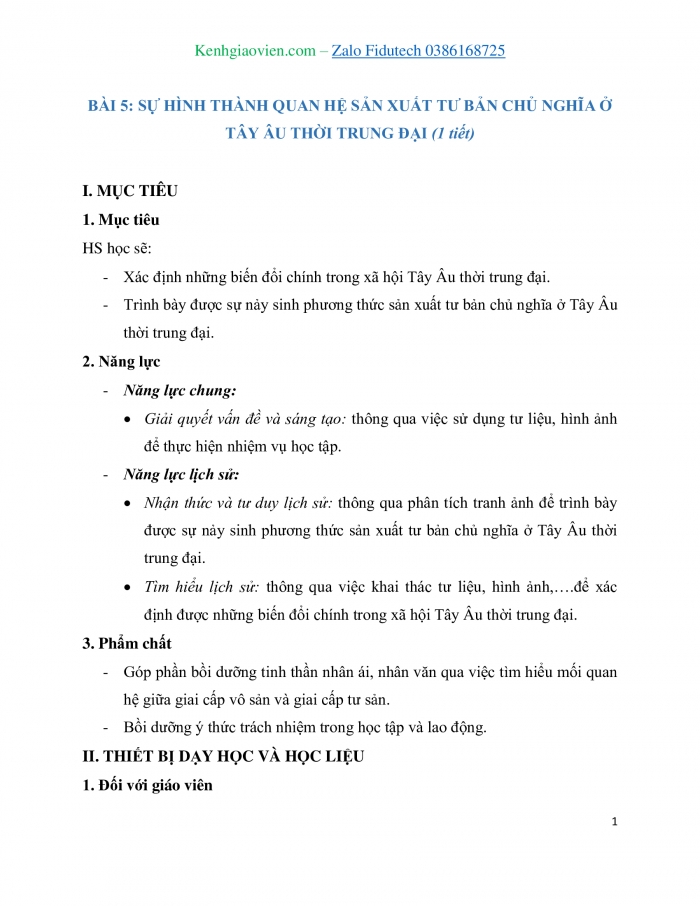 Giáo án và PPT Lịch sử 7 cánh diều Bài 5: Sự hình thành quan hệ sản xuất tư bản chủ nghĩa ở Tây Âu thời trung đại