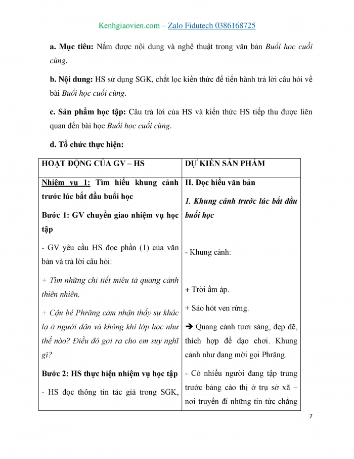 Giáo án và PPT Ngữ văn 7 cánh diều Bài 1: Buổi học cuối cùng (An-phông-xơ Đô-đê)