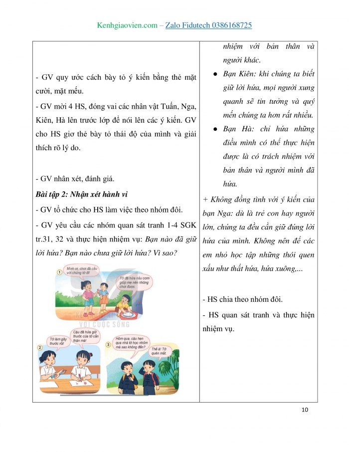 Giáo án và PPT Đạo đức 3 kết nối Bài 5: Giữ lời hứa