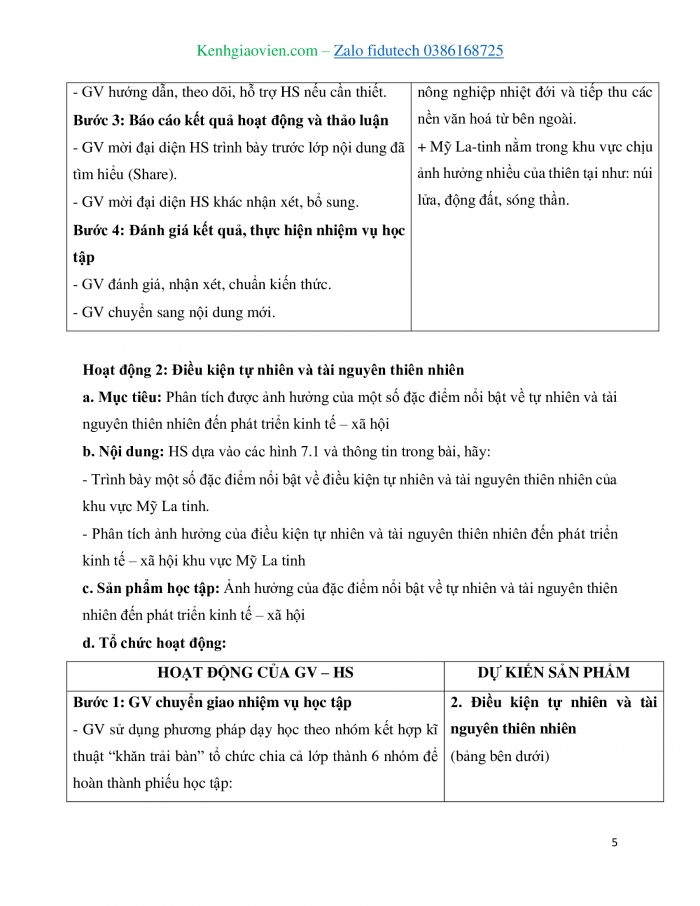 Giáo án và PPT Địa lí 11 cánh diều Bài 7: Vị trí địa lí, điều kiện tự nhiên, dân cư, xã hội và kinh tế khu vực Mỹ La-tinh