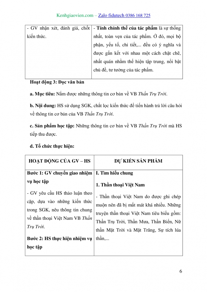 Giáo án và PPT Ngữ văn 10 chân trời Bài 1: Thần Trụ Trời (Thần thoại Việt Nam)