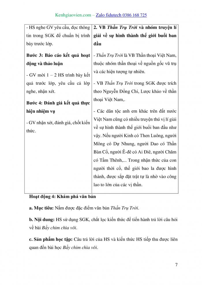 Giáo án và PPT Ngữ văn 10 chân trời Bài 1: Thần Trụ Trời (Thần thoại Việt Nam)