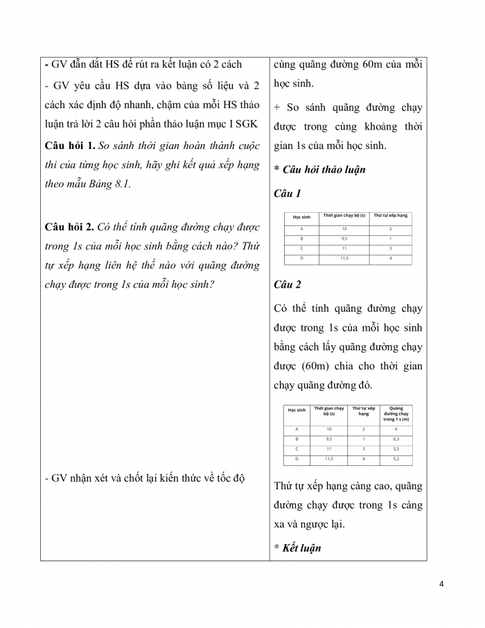 Giáo án và PPT KHTN 7 chân trời Bài 8: Tốc độ chuyển động