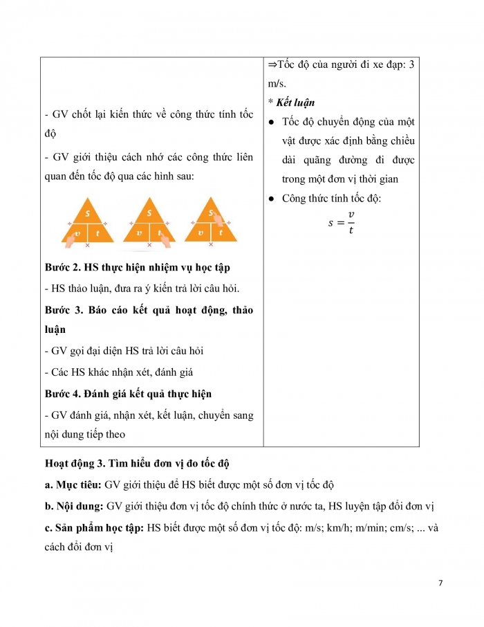 Giáo án và PPT KHTN 7 chân trời Bài 8: Tốc độ chuyển động