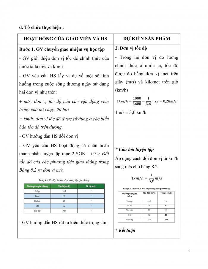 Giáo án và PPT KHTN 7 chân trời Bài 8: Tốc độ chuyển động