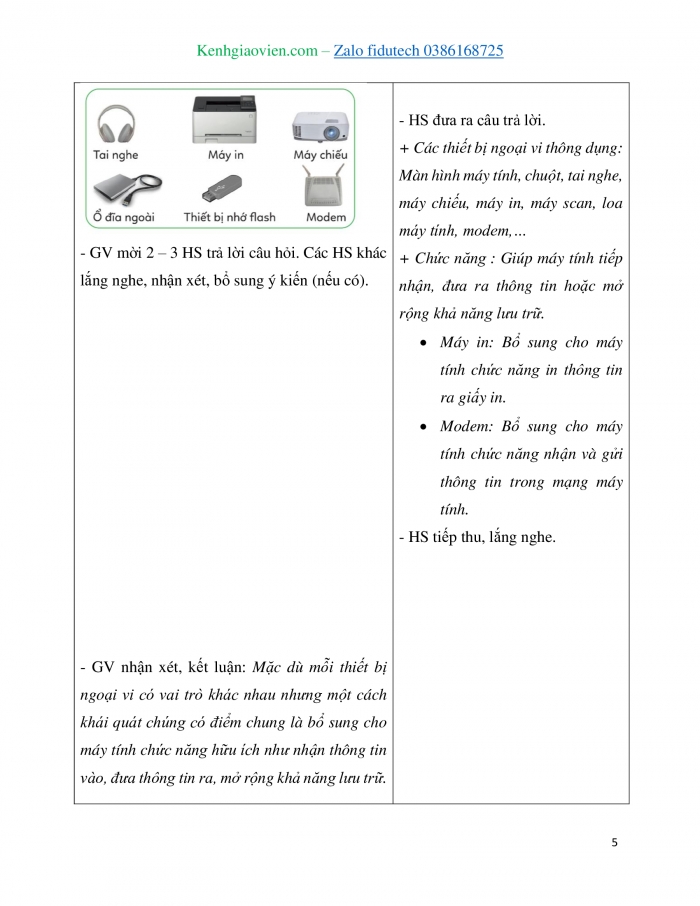 Giáo án và PPT Tin học 4 cánh diều Bài 1: Phần cứng máy tính